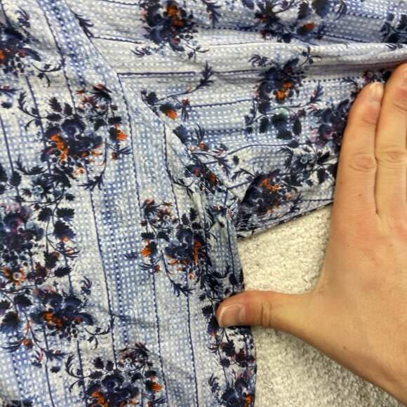 7 Downie St. Blue Floral AOP Long Sleeve Button-down Men’s Shirt Sz 7 Preppy - Picture 8 of 15